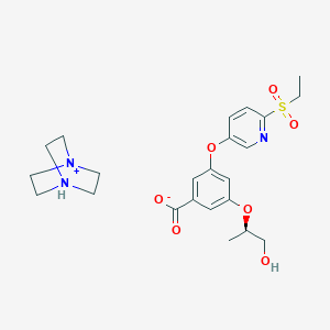 molecular formula C23H31N3O7S B8096329 4-aza-1-azoniabicyclo[2.2.2]octane;3-(6-ethylsulfonylpyridin-3-yl)oxy-5-[(2R)-1-hydroxypropan-2-yl]oxybenzoate 