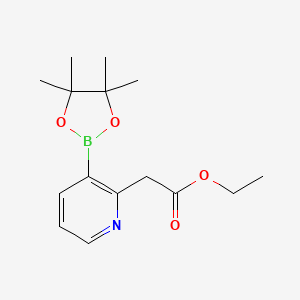 molecular formula C15H22BNO4 B8096339 Ethyl 2-(3-(4,4,5,5-tetramethyl-1,3,2-dioxaborolan-2-yl)pyridin-2-yl)acetate 