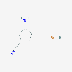 molecular formula C6H11BrN2 B8096342 3-Aminocyclopentane-1-carbonitrile hydrobromide 