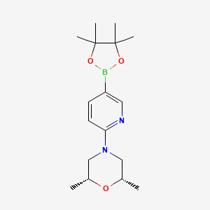 molecular formula C17H27BN2O3 B8096369 (2R,6S)-2,6-dimethyl-4-[5-(4,4,5,5-tetramethyl-1,3,2-dioxaborolan-2-yl)pyridin-2-yl]morpholine 