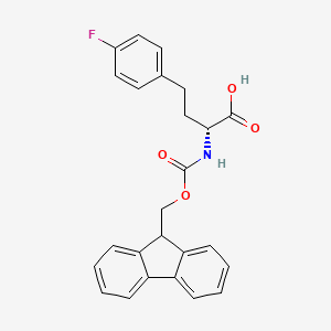 molecular formula C25H22FNO4 B8096382 (R)-2-(9H-Fluoren-9-ylmethoxycarbonylamino)-4-(4-fluoro-phenyl)-butyric acid 