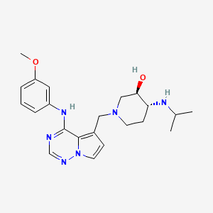 molecular formula C22H30N6O2 B8096405 (3R,4R)-4-Isopropylamino-1-[4-(3-methoxy-phenylamino)-pyrrolo[2,1-f][1,2,4]triazin-5-ylmethyl]-piperidin-3-ol 