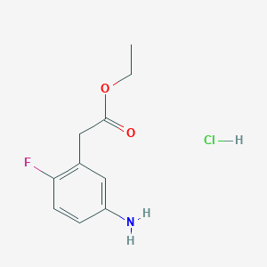 molecular formula C10H13ClFNO2 B8096467 5-AMino-2-fluoro-benzeneacetic acid ethyl ester HCl 