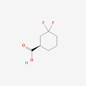 molecular formula C7H10F2O2 B8096474 (1R)-3,3-difluorocyclohexane-1-carboxylic acid 