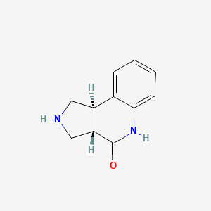 molecular formula C11H12N2O B8096496 trans-1,2,3,3a,5,9b-Hexahydro-pyrrolo[3,4-c]quinolin-4-one 