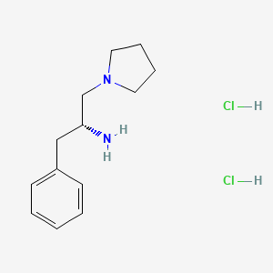 molecular formula C13H22Cl2N2 B8096549 (R)-1-Phenyl-3-(pyrrolidin-1-yl)propan-2-amine 2HCl 