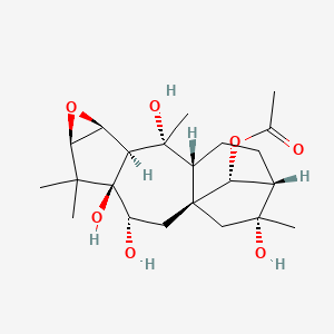 molecular formula C22H34O7 B8096557 [(1R,3R,4R,6R,8S,9S,10R,11R,14S,15R,17R)-3,4,10,15-tetrahydroxy-5,5,10,15-tetramethyl-7-oxapentacyclo[12.2.1.01,11.04,9.06,8]heptadecan-17-yl] acetate 