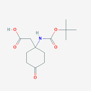 molecular formula C13H21NO5 B8096575 1-(Boc-amino)-4-oxo-cyclohexaneacetic acid 