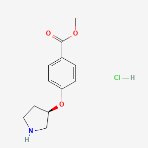 molecular formula C12H16ClNO3 B8096793 methyl 4-[(3R)-pyrrolidin-3-yl]oxybenzoate;hydrochloride 