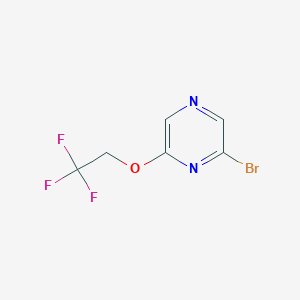 molecular formula C6H4BrF3N2O B8096991 2-Bromo-6-(2,2,2-trifluoroethoxy)pyrazine 