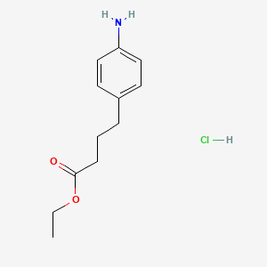 molecular formula C12H18ClNO2 B8097075 Ethyl 4-(4-aminophenyl)butanoate hcl 