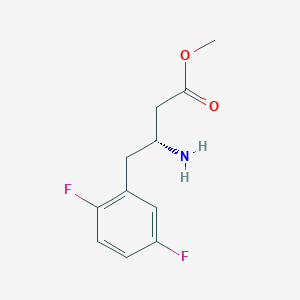 molecular formula C11H13F2NO2 B8097223 (R)-Methyl 3-amino-4-(2,5-difluorophenyl)butanoate HCl 