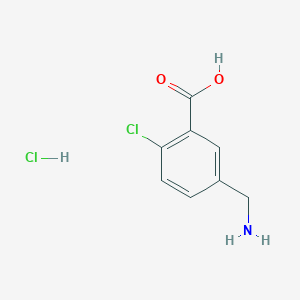 molecular formula C8H9Cl2NO2 B8097228 5-(Aminomethyl)-2-chlorobenzoic acid hydrochloride 