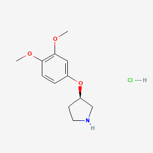 molecular formula C12H18ClNO3 B8097230 (R)-3-(3,4-Dimethoxyphenoxy)-pyrrolidine HCl 