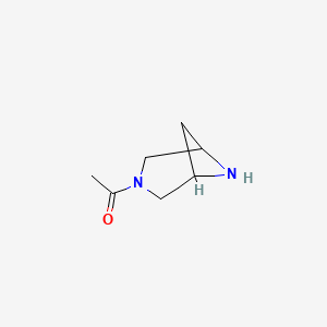 molecular formula C7H12N2O B8097423 1-{3,6-Diazabicyclo[3.1.1]heptan-3-yl}ethan-1-one 