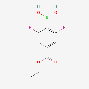 molecular formula C9H9BF2O4 B8097525 4-(Ethoxycarbonyl)-2,6-difluorophenylboronic acid 