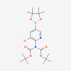 molecular formula C21H32BBrN2O6 B8097800 2-(di-Boc-amino)-3-bromo-pyridine-5-boronic acid pinacol ester 