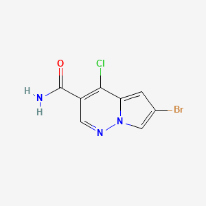 molecular formula C8H5BrClN3O B8097862 6-溴-4-氯吡咯并[1,2-b]哒嗪-3-甲酰胺 