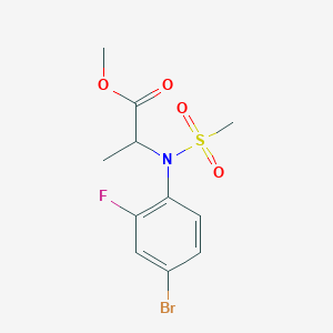 molecular formula C11H13BrFNO4S B8098015 Methyl 2-[N-(4-bromo-2-fluorophenyl)methanesulfonamido]propanoate 