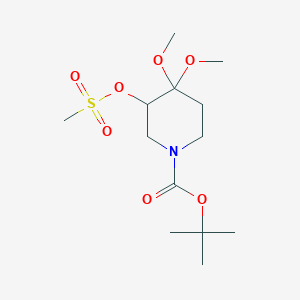 molecular formula C13H25NO7S B8098173 Tert-butyl 4,4-dimethoxy-3-(methylsulfonyloxy)piperidine-1-carboxylate 