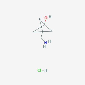 molecular formula C6H12ClNO B8098331 3-(Aminomethyl)bicyclo[1.1.1]pentan-1-ol hydrochloride 