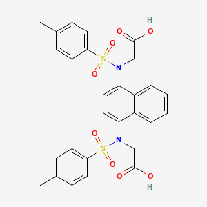 molecular formula C28H26N2O8S2 B8098396 2,2'-(Naphthalene-1,4-diyl)bis((p-tolyl)sulfonylimino)bisacetic acid 