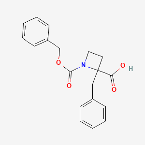 molecular formula C19H19NO4 B8098405 1-Cbz-2-benzyl-2-azetidinecarboxylic acid 