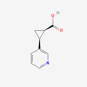 molecular formula C9H9NO2 B8098551 (cis)-2-Pyridin-3-yl-cyclopropanecarboxylic acid 