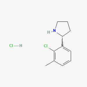 molecular formula C11H15Cl2N B8098626 (R)-2-(2-chloro-3-methylphenyl)pyrrolidine hydrochloride 