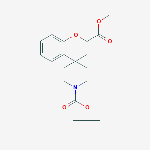 molecular formula C20H27NO5 B8098638 Spiro[4H-1-benzopyran-4,4'-piperidine]-1',2-dicarboxylic acid, 2,3-dihydro-, 1'-(1,1-dimethylethyl) 2-methyl ester CAS No. 2177267-64-8