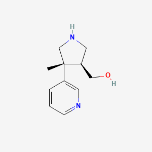 molecular formula C11H16N2O B8098729 ((3S,4R)-4-Methyl-4-(pyridin-3-yl)pyrrolidin-3-yl)Methanol 