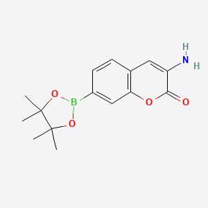 molecular formula C15H18BNO4 B8098796 3-Amino-7-(4,4,5,5-tetramethyl-1,3,2-dioxaborolan-2-yl)-2H-chromen-2-one 