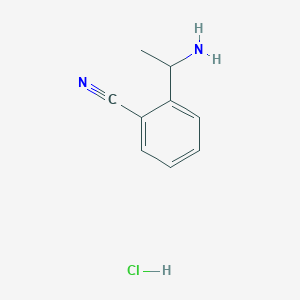 molecular formula C9H11ClN2 B8098823 2-(1-Aminoethyl)benzonitrile hydrochloride 
