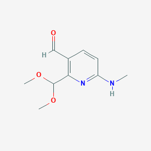 molecular formula C10H14N2O3 B8098938 2-(Dimethoxymethyl)-6-(methylamino)pyridine-3-carbaldehyde 