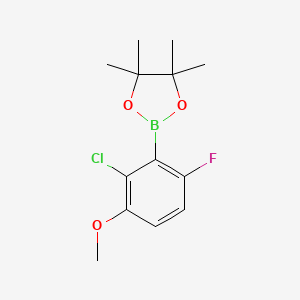 molecular formula C13H17BClFO3 B8098955 2-Chloro-6-fluoro-3-methoxyphenylboronic acid pinacol ester CAS No. 2121512-16-9