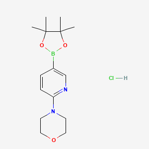 molecular formula C15H24BClN2O3 B8098962 4-[5-(4,4,5,5-Tetramethyl-1,3,2-dioxaborolan-2-yl)pyridin-2-yl]morpholine hydrochloride 