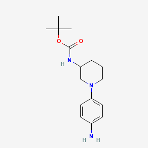 molecular formula C16H25N3O2 B8099045 1-(4-Aminophenyl)-3-(Boc-amino)piperidine 
