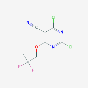 molecular formula C8H5Cl2F2N3O B8099052 2,4-Dichloro-6-(2,2-difluoro-propoxy)-pyrimidine-5-carbonitrile CAS No. 1965309-20-9
