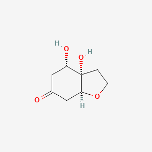molecular formula C8H12O4 B8099191 (3aS,4S,7aS)-3a,4-dihydroxy-2,3,4,5,7,7a-hexahydro-1-benzofuran-6-one 