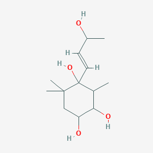 molecular formula C13H24O4 B8099219 4-[(E)-3-hydroxybut-1-enyl]-3,5,5-trimethylcyclohexane-1,2,4-triol 