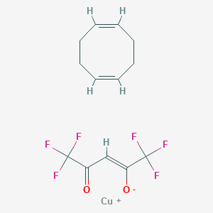 molecular formula C13H13CuF6O2 B8099241 copper(1+);(1Z,5Z)-cycloocta-1,5-diene;(Z)-1,1,1,5,5,5-hexafluoro-4-oxopent-2-en-2-olate 