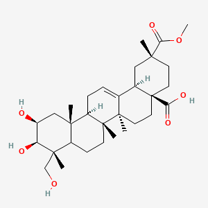 molecular formula C31H48O7 B8099257 (2R,4aR,6aR,6aS,6bR,9R,10R,11S,12aR,14bR)-10,11-dihydroxy-9-(hydroxymethyl)-2-methoxycarbonyl-2,6a,6b,9,12a-pentamethyl-1,3,4,5,6,6a,7,8,8a,10,11,12,13,14b-tetradecahydropicene-4a-carboxylic acid 