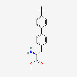 molecular formula C17H16F3NO2 B8099281 [1,1'-Biphenyl]-4-propanoicacid, a-amino-4'-(trifluoromethyl)-,methyl ester, hydrochloride (1:1), (aS)- 