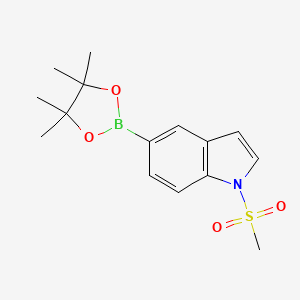 molecular formula C15H20BNO4S B8099289 1-(Methylsulfonyl)-5-(4,4,5,5-tetramethyl-1,3,2-dioxaborolan-2-yl)-1H-indole 