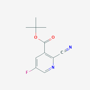 molecular formula C11H11FN2O2 B8099300 tert-Butyl 2-cyano-5-fluoronicotinate 