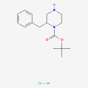 molecular formula C16H25ClN2O2 B8099318 tert-Butyl 2-benzylpiperazine-1-carboxylate hydrochloride CAS No. 1956324-15-4