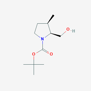 molecular formula C11H21NO3 B8099352 Cis-tert-butyl2-(hydroxymethyl)-3-methylpyrrolidine-1-carboxylate 