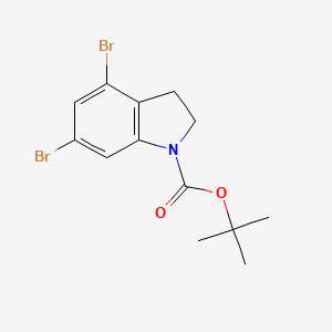 molecular formula C13H15Br2NO2 B8099360 tert-Butyl 4,6-dibromoindoline-1-carboxylate 