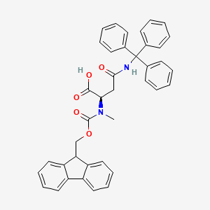 molecular formula C39H34N2O5 B8099466 (2R)-2-[9H-fluoren-9-ylmethoxycarbonyl(methyl)amino]-4-oxo-4-(tritylamino)butanoic acid 