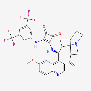 molecular formula C32H28F6N4O3 B8099511 3-[3,5-bis(trifluoromethyl)anilino]-4-[[(R)-(5-ethenyl-1-azabicyclo[2.2.2]octan-2-yl)-(6-methoxyquinolin-4-yl)methyl]amino]cyclobut-3-ene-1,2-dione 